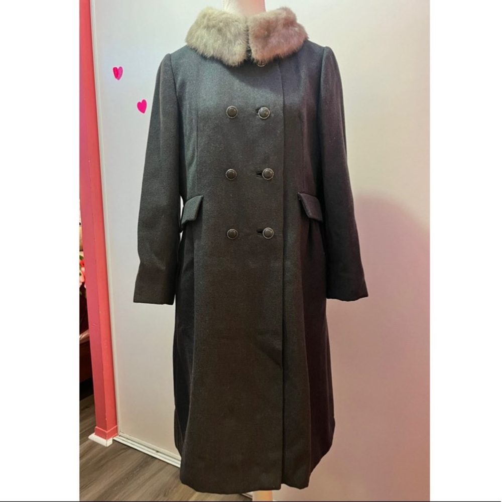 Vintage 1960s 1970s Lord & Taylor Fur Collar Coat